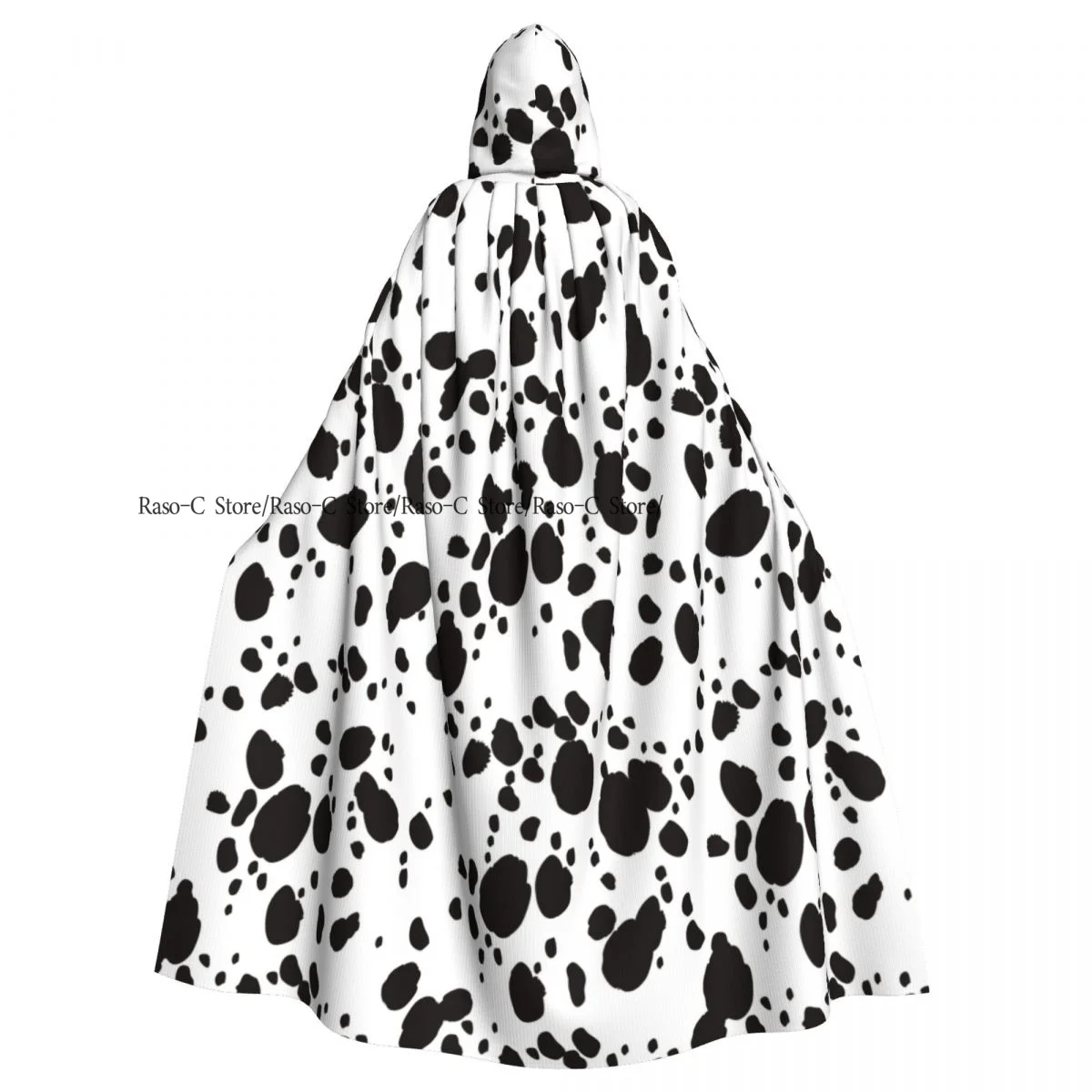 Unisex Witch Party Reversible Hooded Adult Vampires Cape Cloak Dalmatiner Muster Print