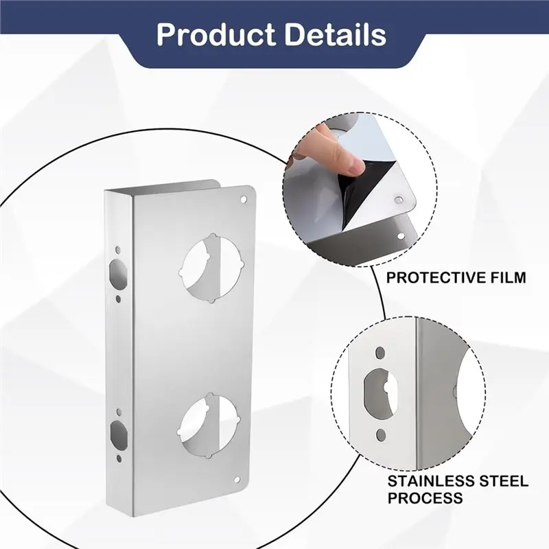 【قيمة المال】لوحة معززة للقفل والباب، لوحة غطاء ديدبولت 2-3/8 في الخلف، سمك 1-3/4 لإصلاح التعزيز #6