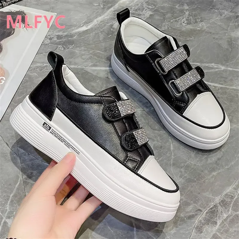 White shoes 2023 Autumn women\'s shoes New thick soled ladies shoes female flat shoes Casual shoes Sneakers