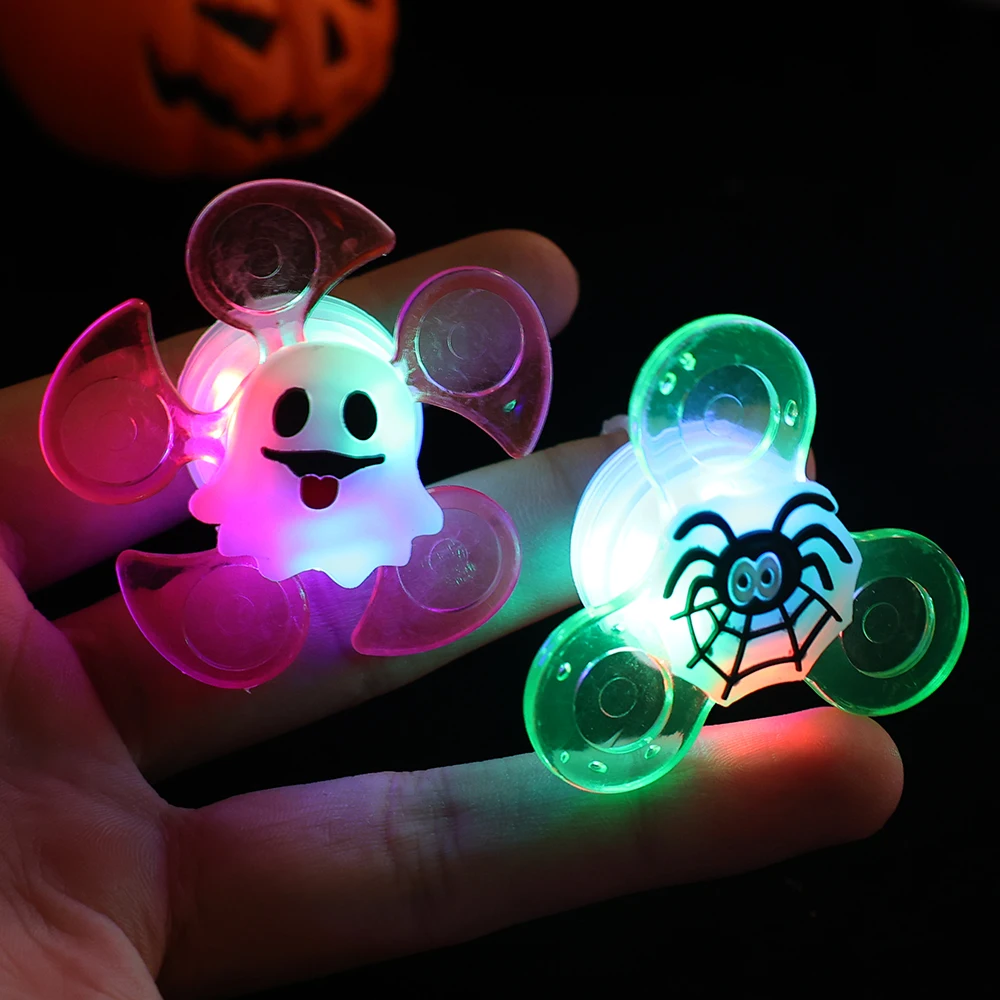 Lots Halloween Glow Ring Creative Ghost Skull LED Flashing Gyro Ring Toy Children's Party Finger Lamp Decoration Props Gift