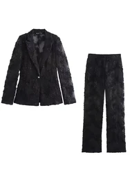 Sequin Pants Sets For Women 2 Pieces 2025 New Fashion Translucent Blazer Coat Women's Suit Elegant Two Piece Women Outfit