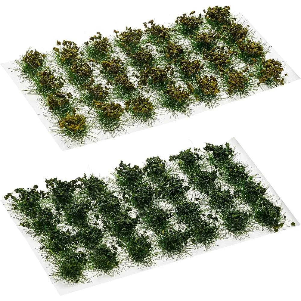 56Pcs Static Grass Tuft Model Lowland Shrubs Tuft Railway Artificial Grass Simulation Grass for DIY Crafts Model Train Landscape