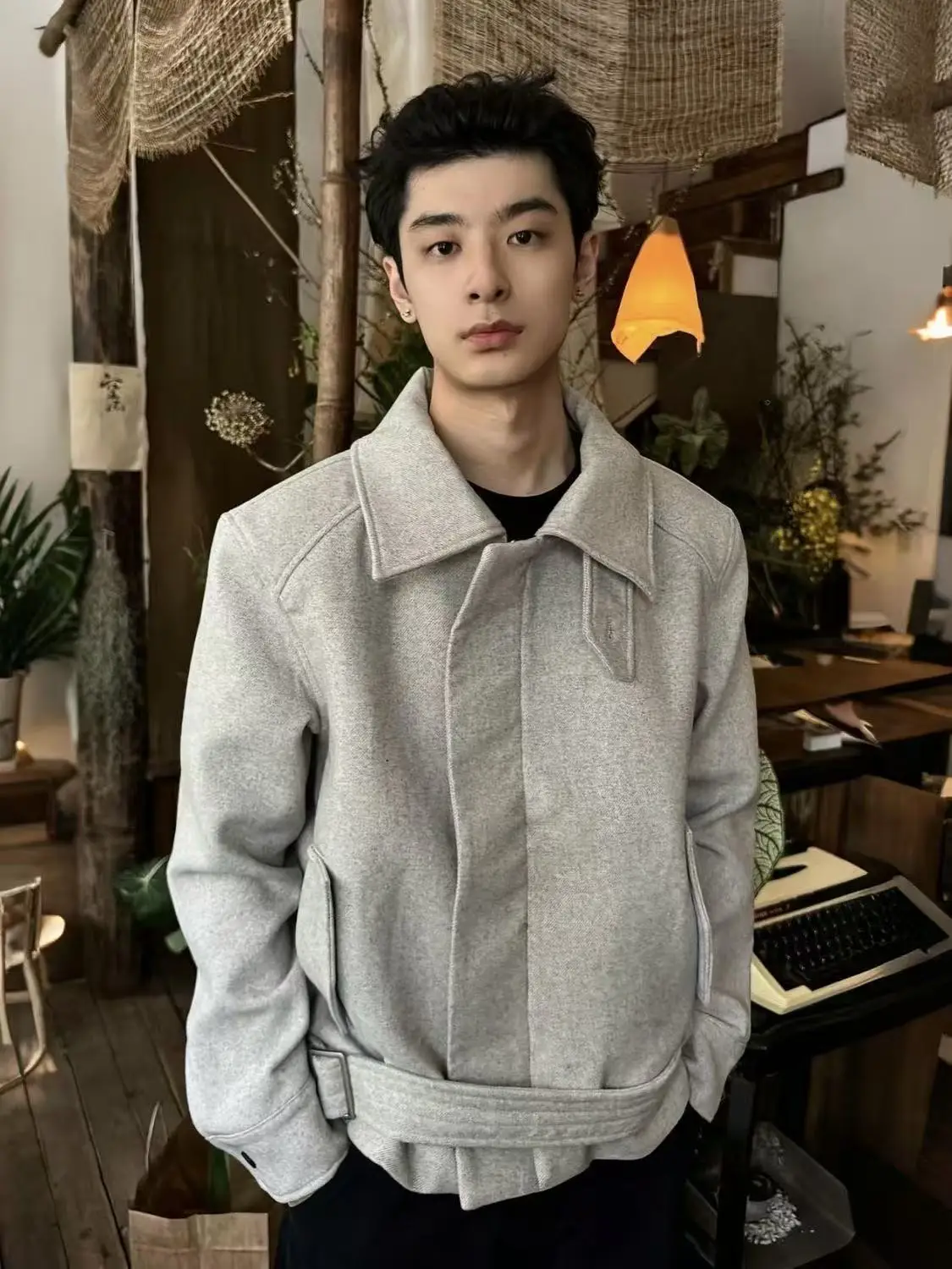 

Пальто шерстяное унисекс с поясом на талии, с отложным воротником, длинными рукавами, универсальное, для повседневной носки, с идеальной посадкой