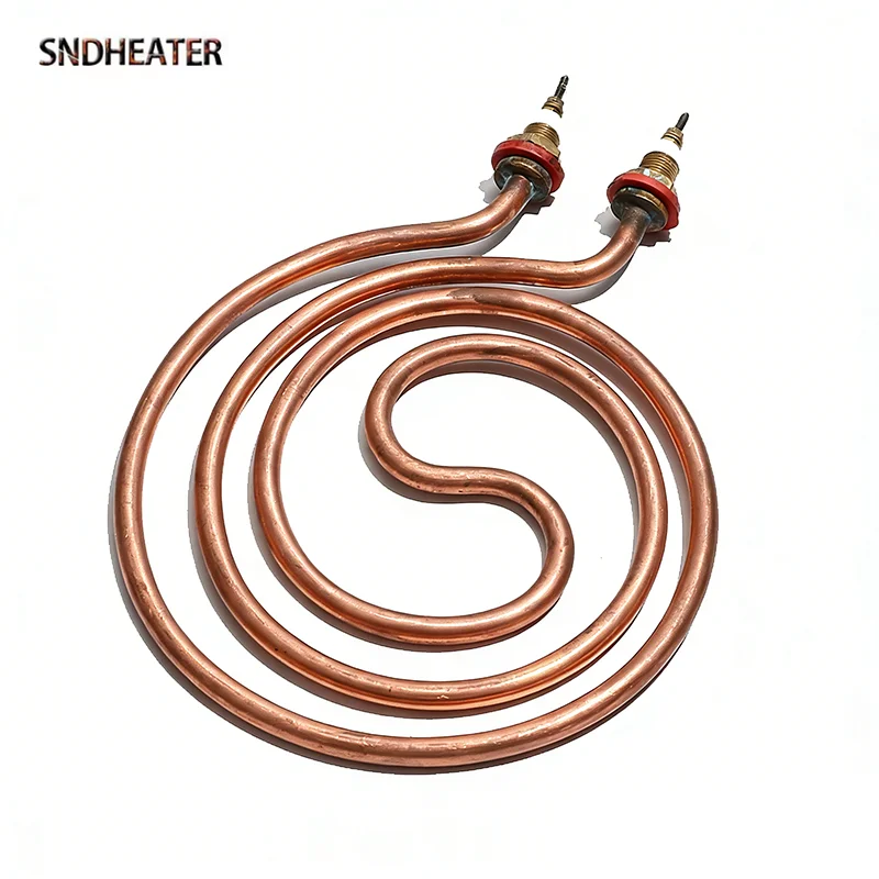 SNDHEATER 220V 2KW Round Copper Boiler Heating Element 12mm Thread 160MM Dia Water Heater Replacement 8MM Tube Dia for Steamer