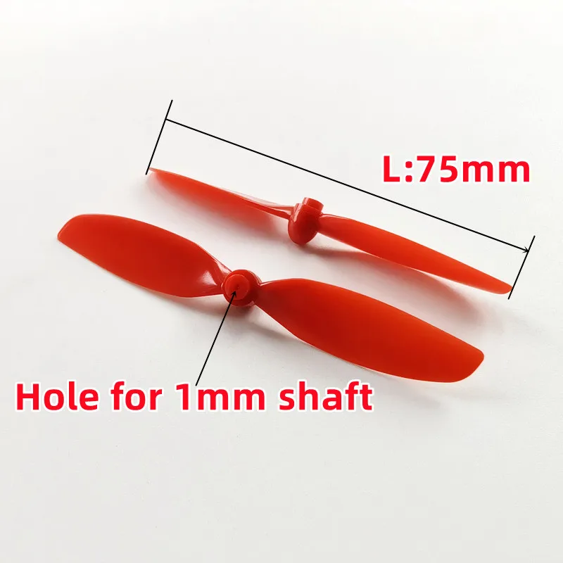 2PCS 75mm Klinge Propeller Prop Klinge CW + CCW Fit Welle Durchmesser 1mm Für RC Quadcopter Drone kernlosen Motor N30 Spielzeug Flugzeug Modell