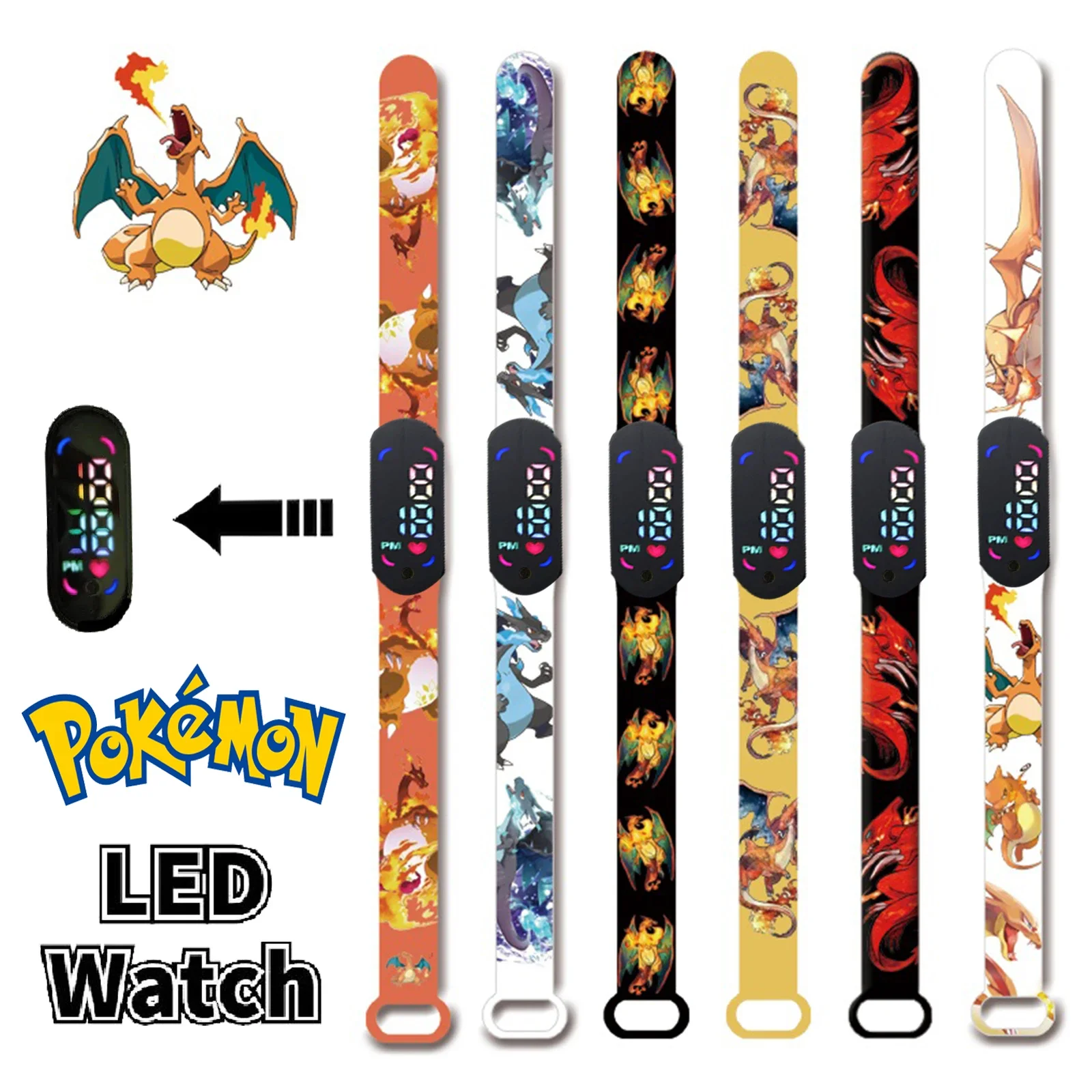 

Pokemon Anime Kawaii Pika Chuka Ibrabra Jingle Cat Pass Digital Waterproof LED Electronic Boy Girls Watch Kids Birthday Gift Toy