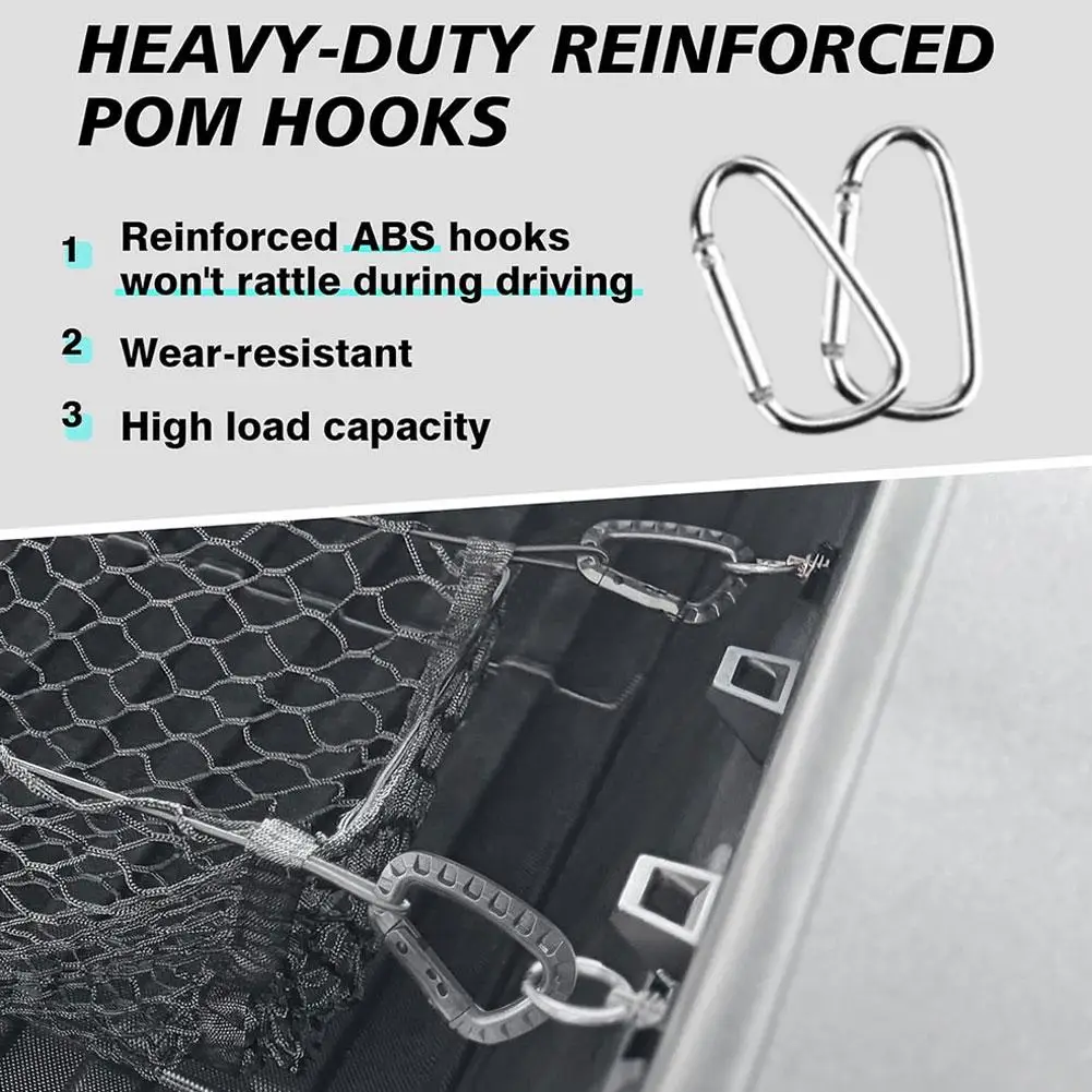 For Tesla Cybertruck 2024 Trunk Luggage Net Mesh Storage Net Hammock Style 3/4 Grid Set Pickup Truck Elastic Cargo Net