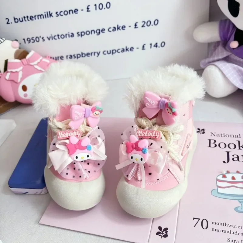 

Girly Heart My Melody Anime Kawaii MINISO Fashion Snow Cotton Shoes Cute Cartoon Kuromi Ins Winter Children Shoes Gifts for Kids