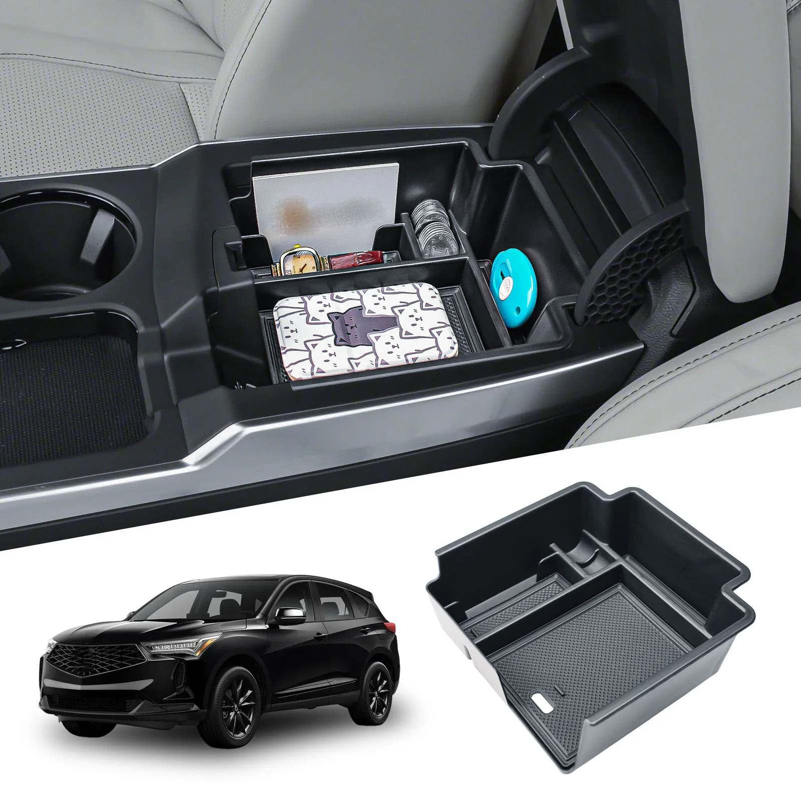 

Center Console Organizer Storage Box for 2025 Acura RDX Accessories Armrest Storage Tray Box Interior Secondary Car Accessories