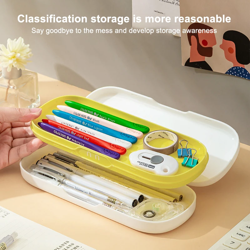 Настольный держатель для ручек, ящик для хранения офисных принадлежностей, большой емкости, пластиковый пенал для мальчиков и девочек, студентов