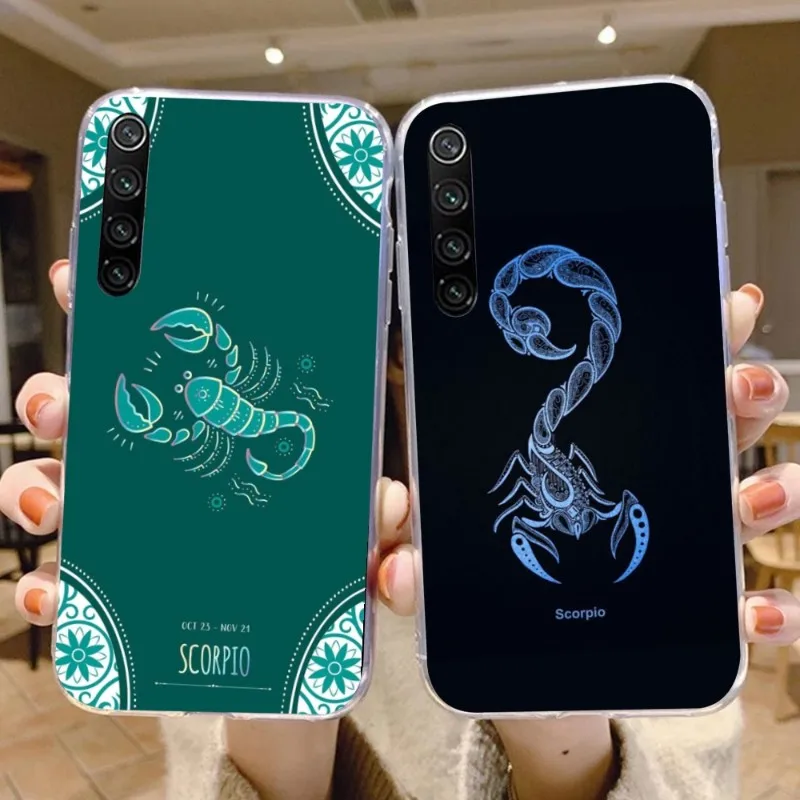 Scorpio Astrology Zodiac Phone Case for Xiaomi 13 Lite 12 11T 10 9 Redmi Note 11 10 10S Pro 9 9A 8 Transparent Phone Cover