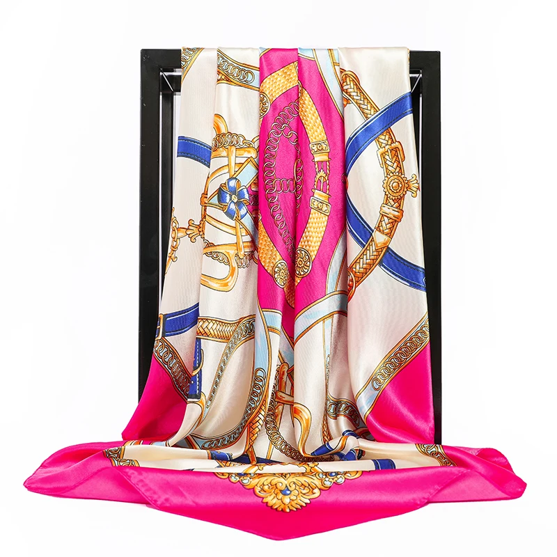 Foulard en Satin de Marque de Luxe pour Femme, Châle à la Mode, Imprimé Léopard, Carré 90x90cm, Bandana Parbones, Écharpe de Sauna