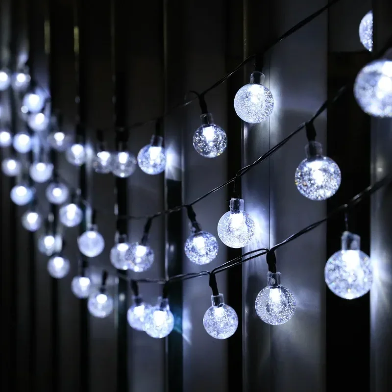 Solar Power Ball LED String Lights, guirlanda impermeável, lâmpada ao ar livre, casamento, jardim, luzes de fadas, decoração de Natal, 5m, 10m, 22m