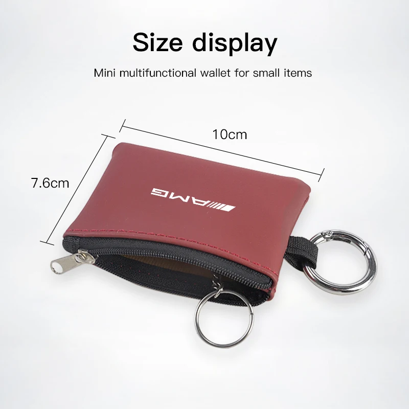1pc Car Key Bag Leather Mini Coin Purse For Mercedes Benz AMG A B C E G CLA W211 W203 W204 C260 E300L Card Bag Storage Pouch view 5
