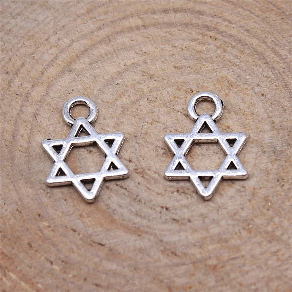 WYSIWYG 40pcs 13x10mm 3 Colors DIY For Bracelet Necklace Star Of David Charm Star Of David Pendant