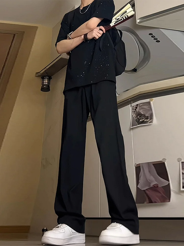 

Мужские повседневные брюки Bla Neapolitan Ice Silk, прямые, свободного кроя, удлиненные, летние, модные, молодежные, для активного отдыха