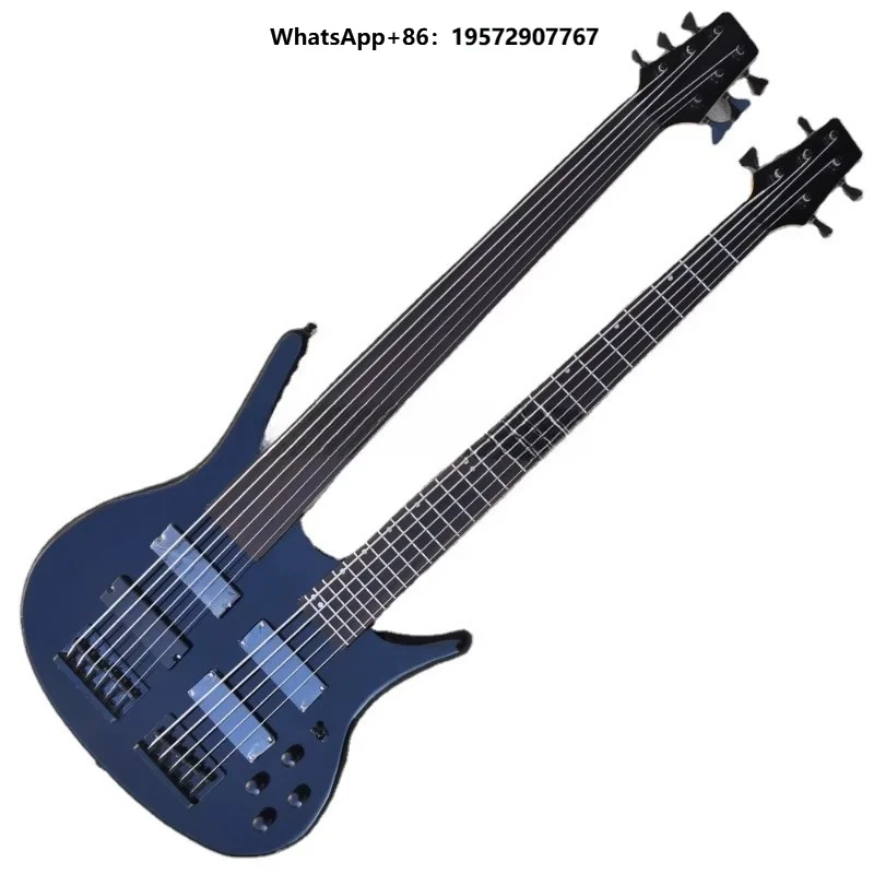 Double Neck 5+6 Strings Electric Bass Guitar Fretless Electric Bass Cheap Stringed Instruments