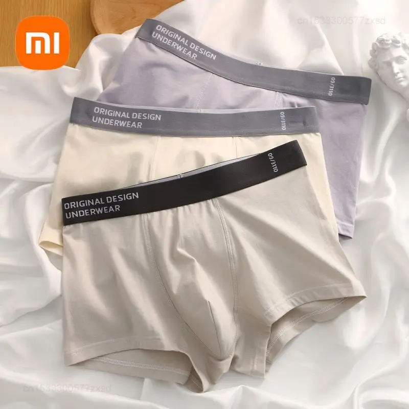 Xiaomi 2pcs/lot Men's Pure Cotton Boxershorts Breathable Comfortable Soft Trend Flat Corner Underwear Mid Waist Men M-3xl Shorts