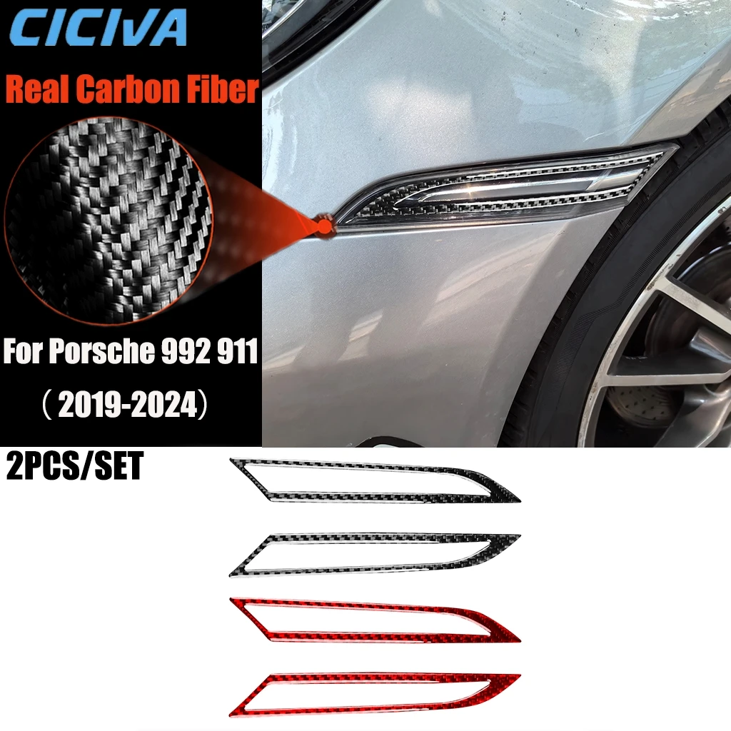 

Carbon Fiber Car Accessories Side Turn Signal Decorative Modified Exterior Trim Cover Soft Sticker For Porsche 911 992 2019-2024