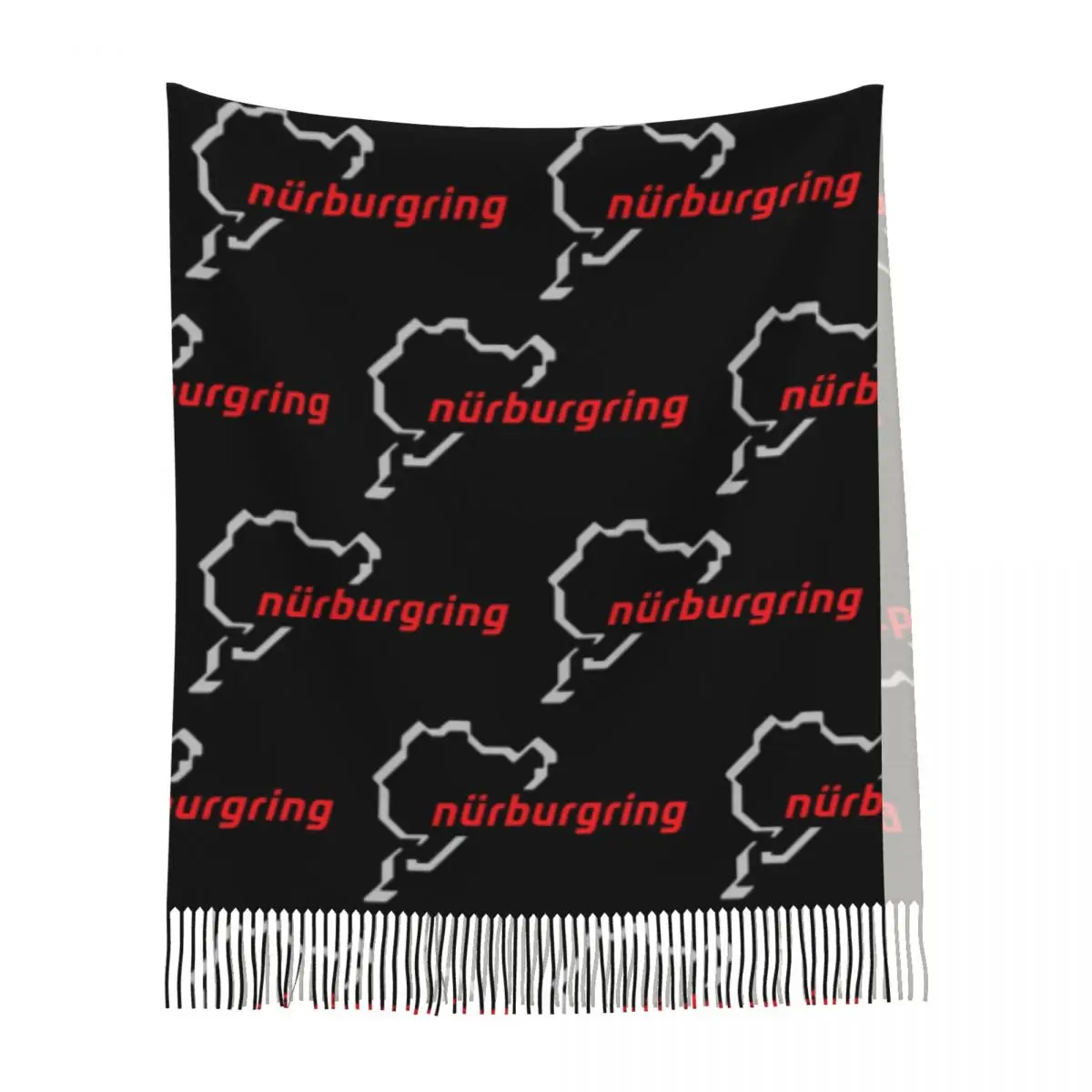 سباق المسار ألمانيا نوربورغرينغ وشاح شرابة الأوشحة النساء شالات دافئة لينة ويلتف كبير الخريف الشتاء شال التفاف