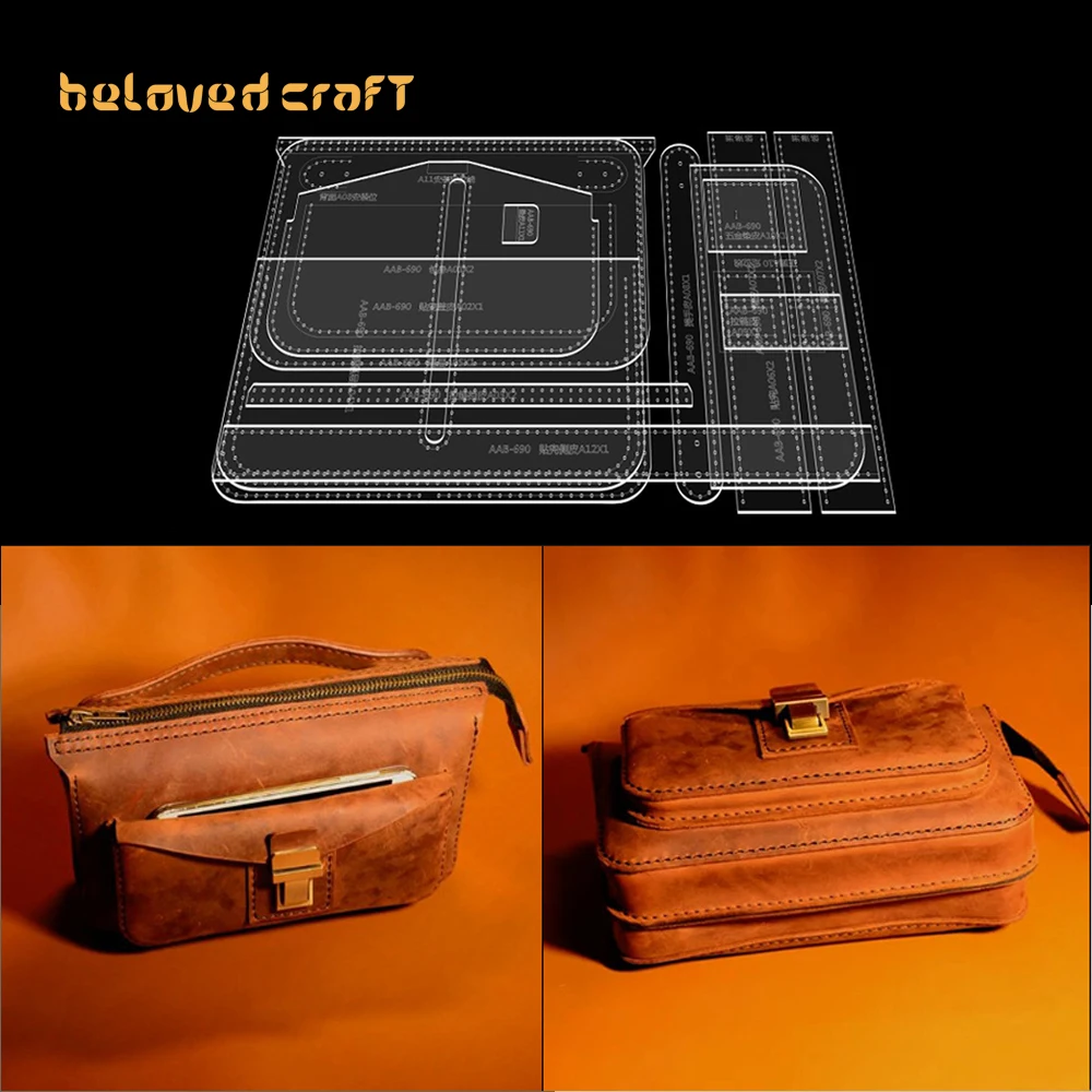 

BelovedCraft Leather Bag Pattern Making with Kraft Paper and Acrylic Templates for Men's Clutch Bag, Business Bag