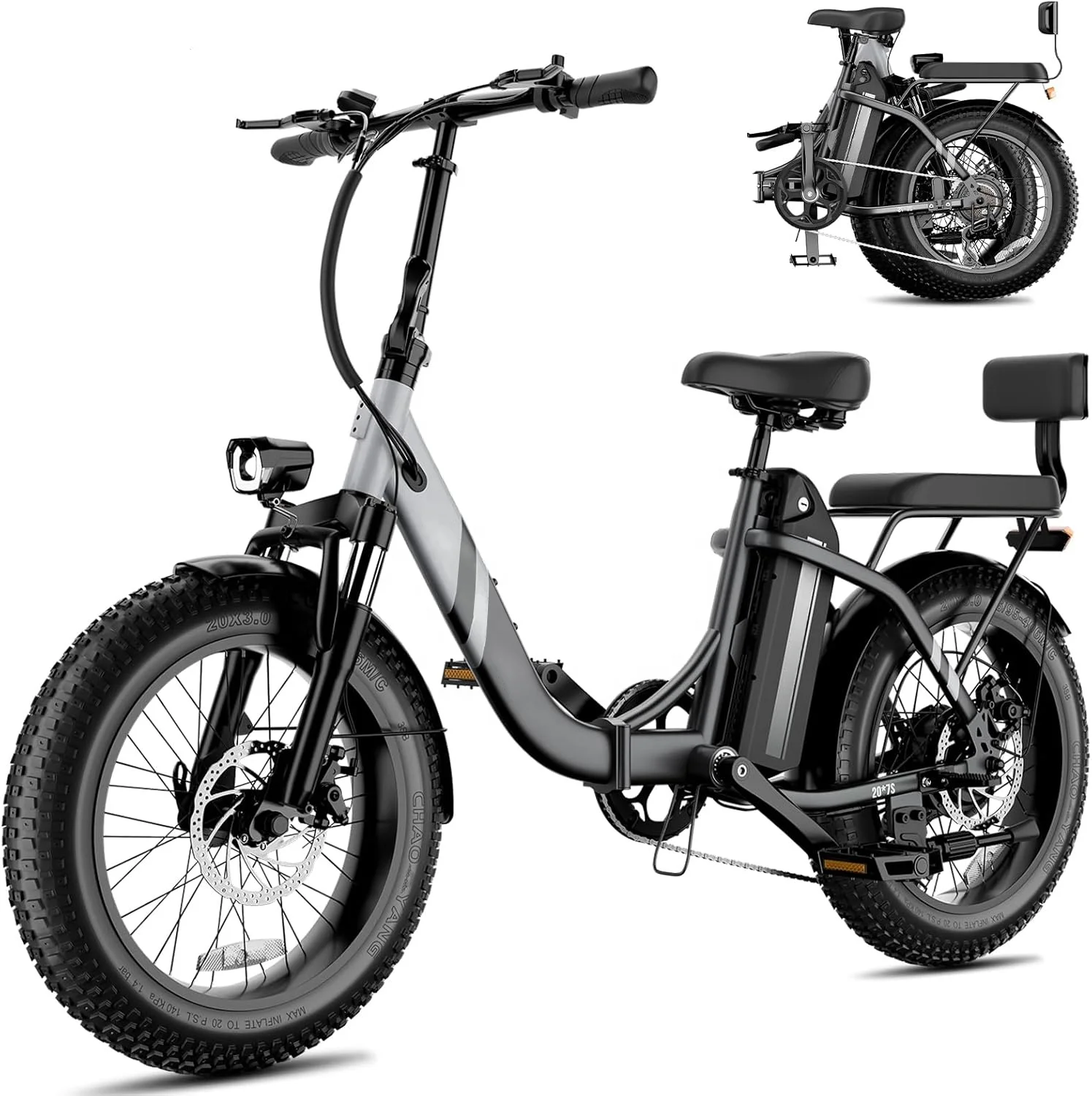 

Obx 20'' Fat Tire Bike 7 Speed Alloy Suspension Fork Foldable City Ebike for Kids Women Rear Hub Motor Disc