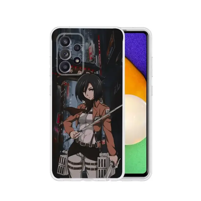 Attack-on T-Titan Mikasa Phone Case For Samsung Galaxy S 23 22 21 20 10 9 8 7 6 Plus Ultra 5G Edge lite Transparent Soft Cover