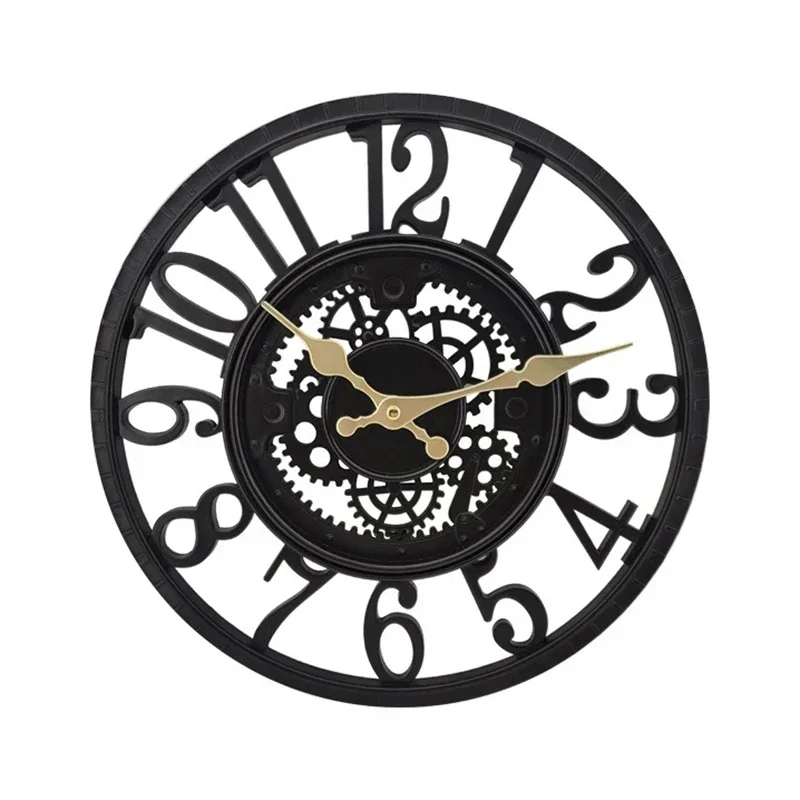 Outdoor Wall Clock Waterproof Retro Resin Modern Wall Clocks Silent Creative Black Courtyard Watches Art Living Room Decoration