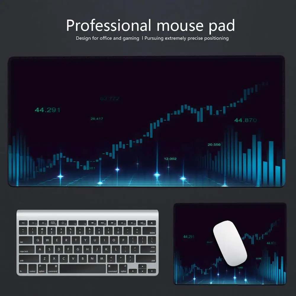 Stock Market Candle Chart Gaming Accessories Keyboard Computer Mouse Pad Speed Pc Cabinet  Gamer Desk Mat Xxl Large Mice HYBXAXC