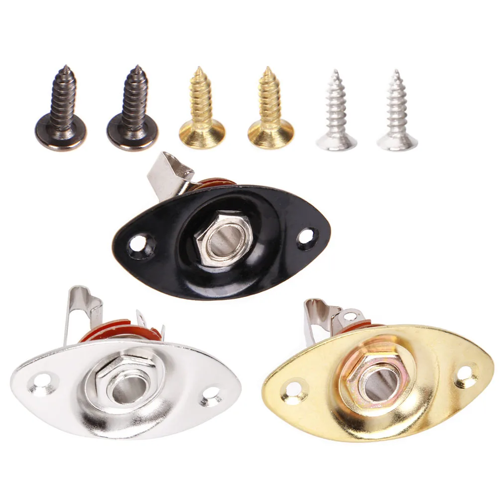 

3 Sets Guitar Bass Vibration Pickup Jack Electric Input Zinc Alloy Output