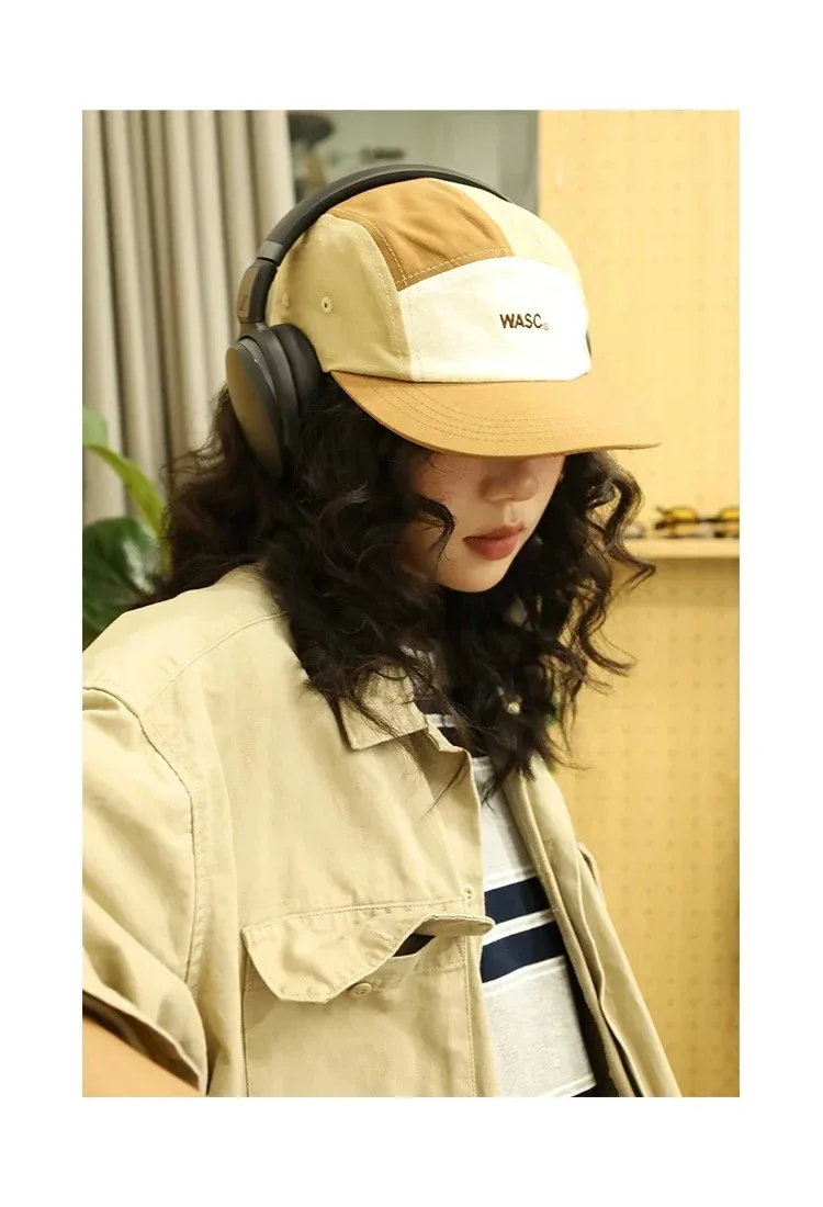Japanese 5 Panel Patchwork Color Hip Hop Skateboard Baseball Caps Summer Sun Protection Outdoor Quick Dry Camping Street Cap