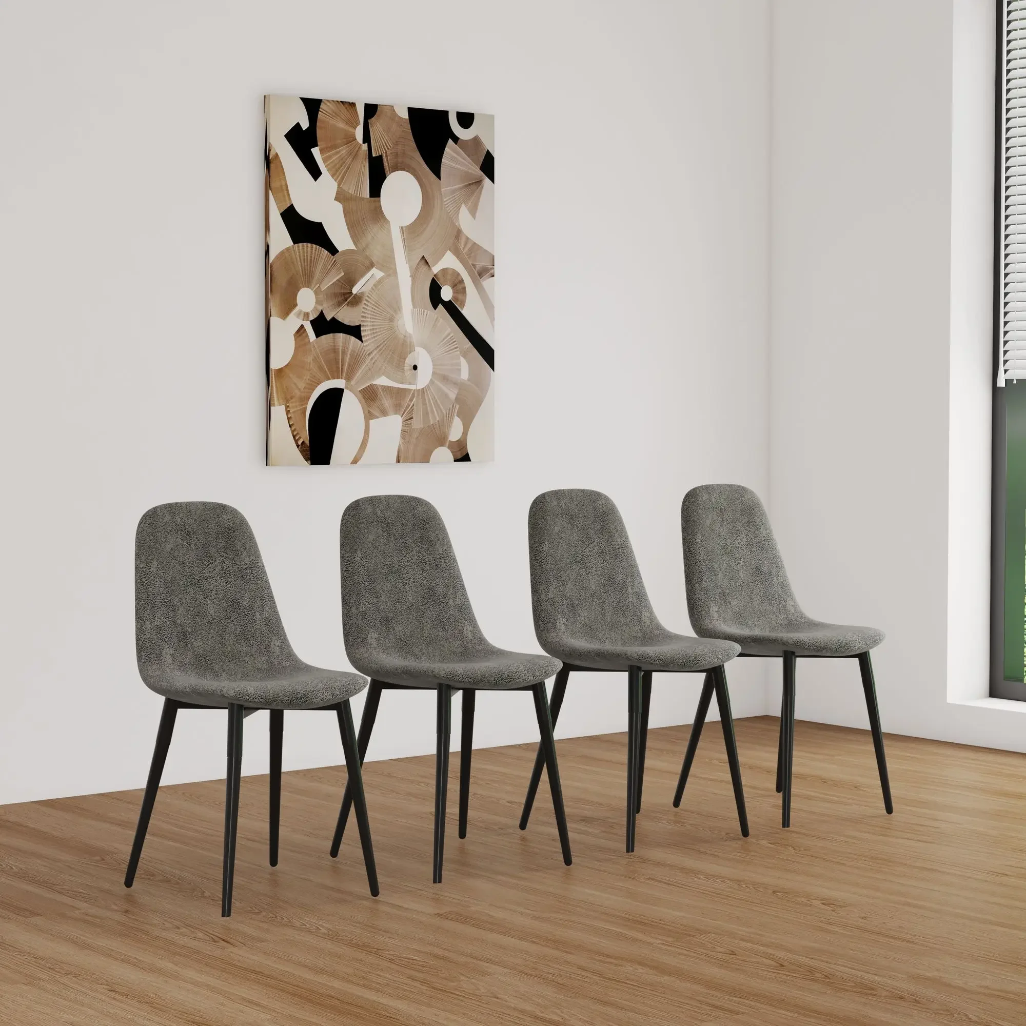 

Dining Chairs Set of 4, Accent Chairs with Soft glove suede Fabric Upholstered Seat, Black Metal Legs Dining Side Chair