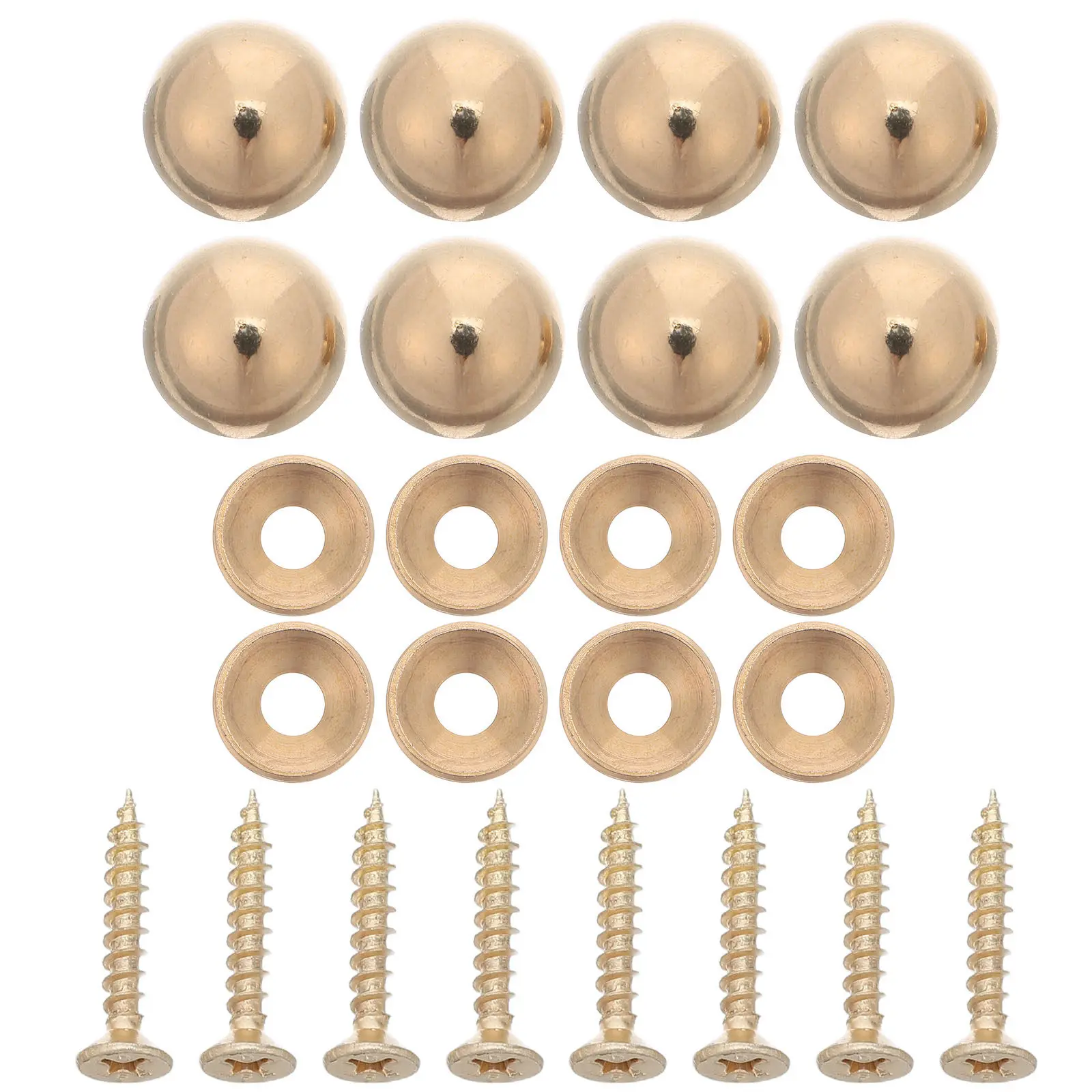 8Sets Thickened Brass Decorative Screw Caps Retro Mirror Fixing Self Tapping Screws Furniture Fasteners for Wall Mounting Decor