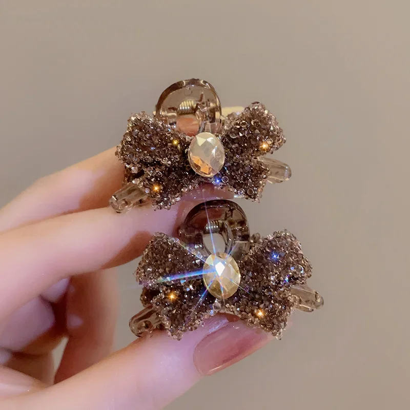 Rhinestone Small Hair Claw for Women Girls Korean Back Head Hair Grab Clip Glitter Shining Jewelry Decoration Styling Hairpins
