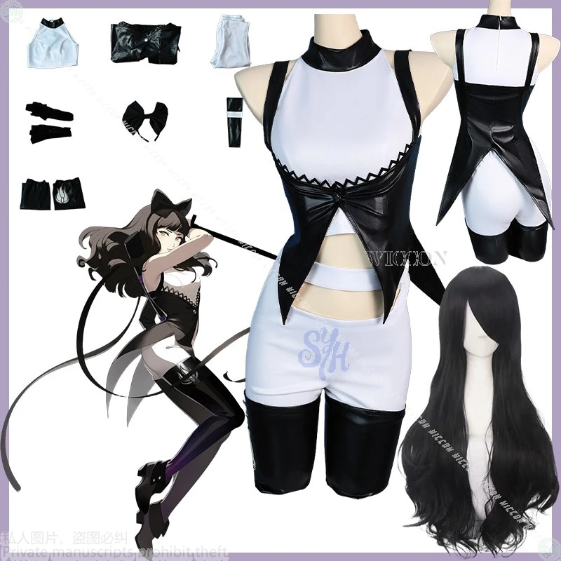 

Anime Cosplay Blake Belladonna Costume Sexy Black Dress Goth Styles Sleeveless RWBY Y2K Fashion Uniform Lolita Halloween Cos