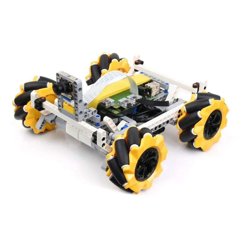 BuildMecar Kit A/B/C, Robot de bloques de construcción inteligente con ruedas Mecanum, cámara de 5 MP, basado en Raspberry Pi Build HAT