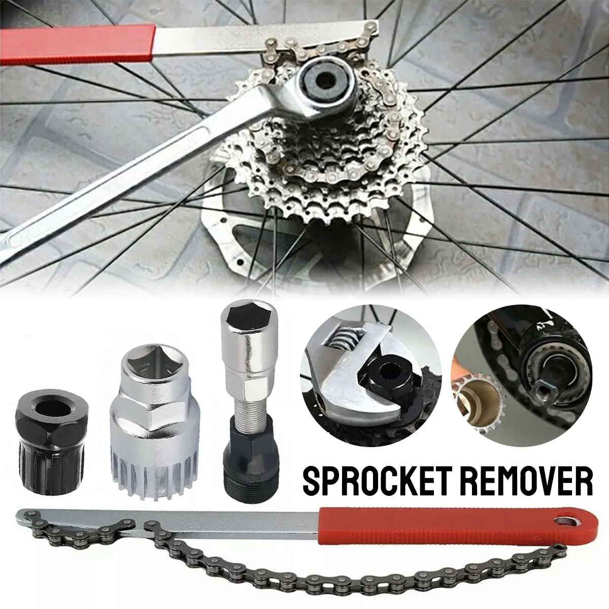 Kit di strumenti per la riparazione di mountain bike da 4 pezzi Set di strumenti per la manutenzione della bicicletta da ciclismo all'aperto con dispositivo di rimozione del frusta della catena Dispositivo di rimozione del movimento centrale