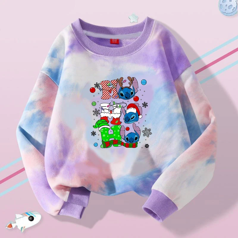 Stitch Tops Sweaters Children Baby Long Sleeve Christmas Clothes Boy Girl Sweatshirt Kid Clothing Fall Hood Sweat Shirts Clothes