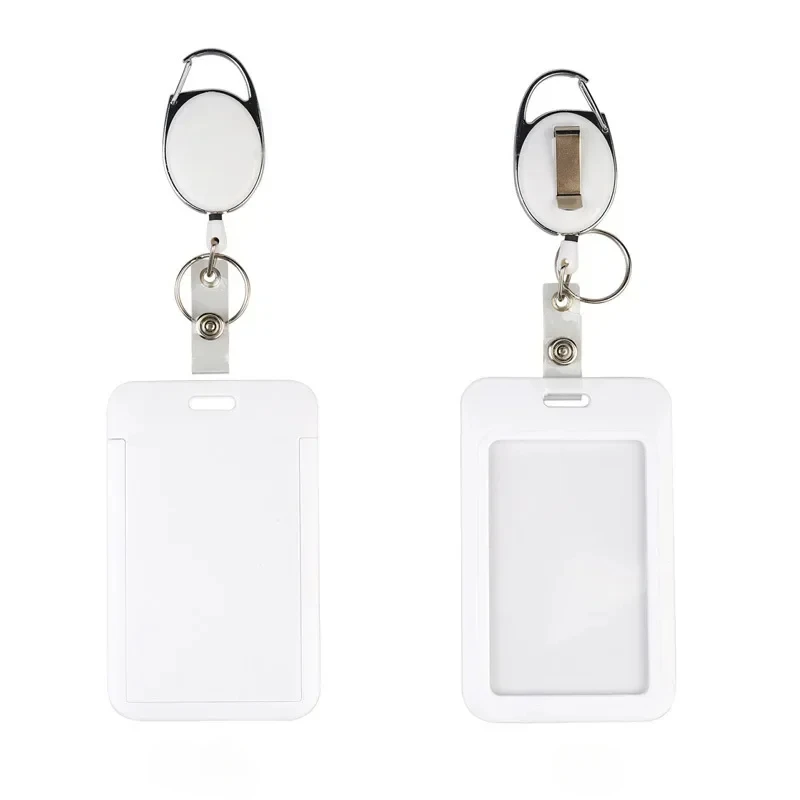 Simplicity Fashion Worker ID Card Holder with Badge Reel Clip Black White Color Retracale Employee ID Card Cover Case