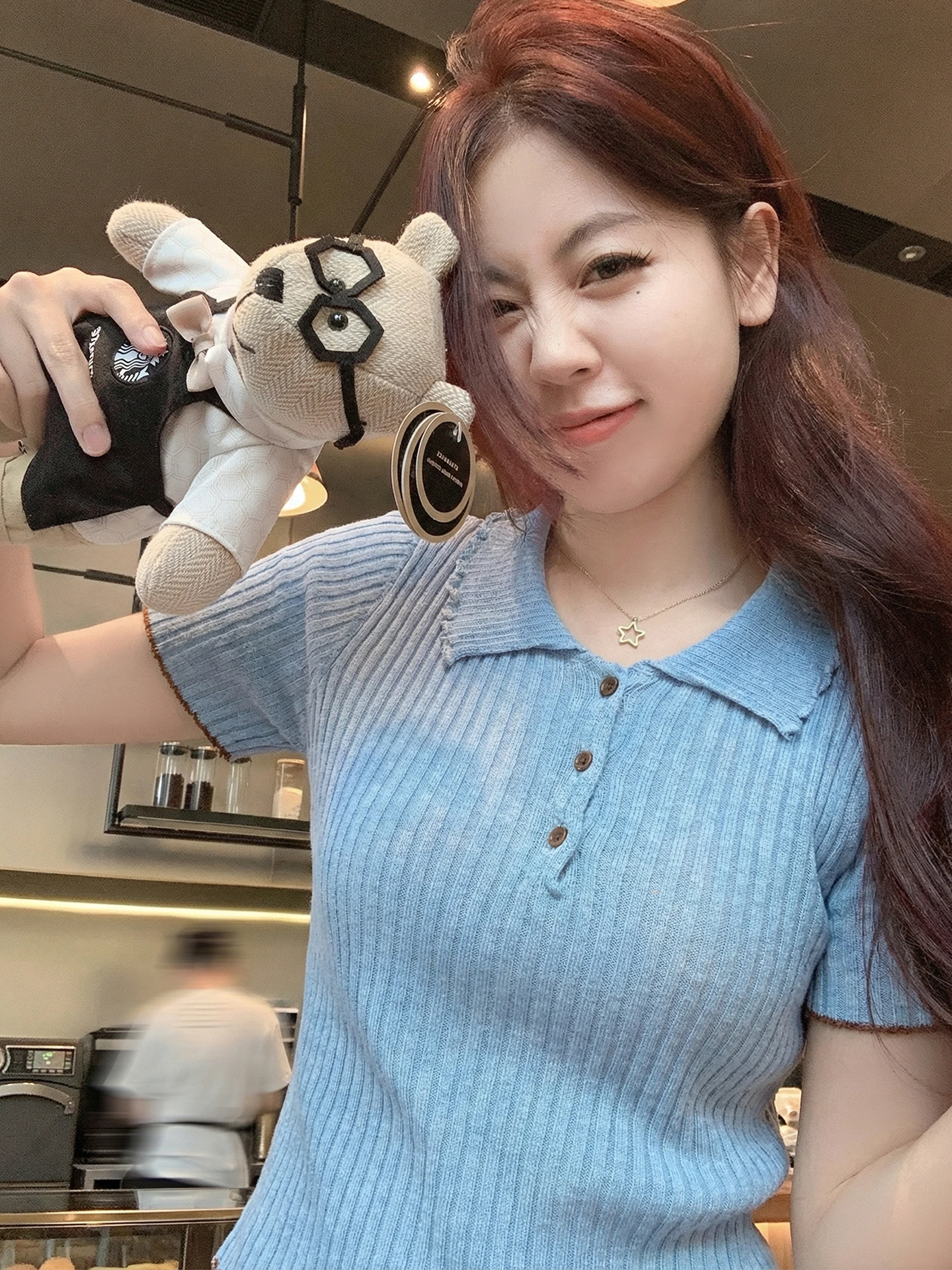 

Zeng Xiao Salt Korean Style Neck Knitted Blue Short Sleeve T-Shirt Women Summer Short Super Beautiful Slim Fit Top New M...