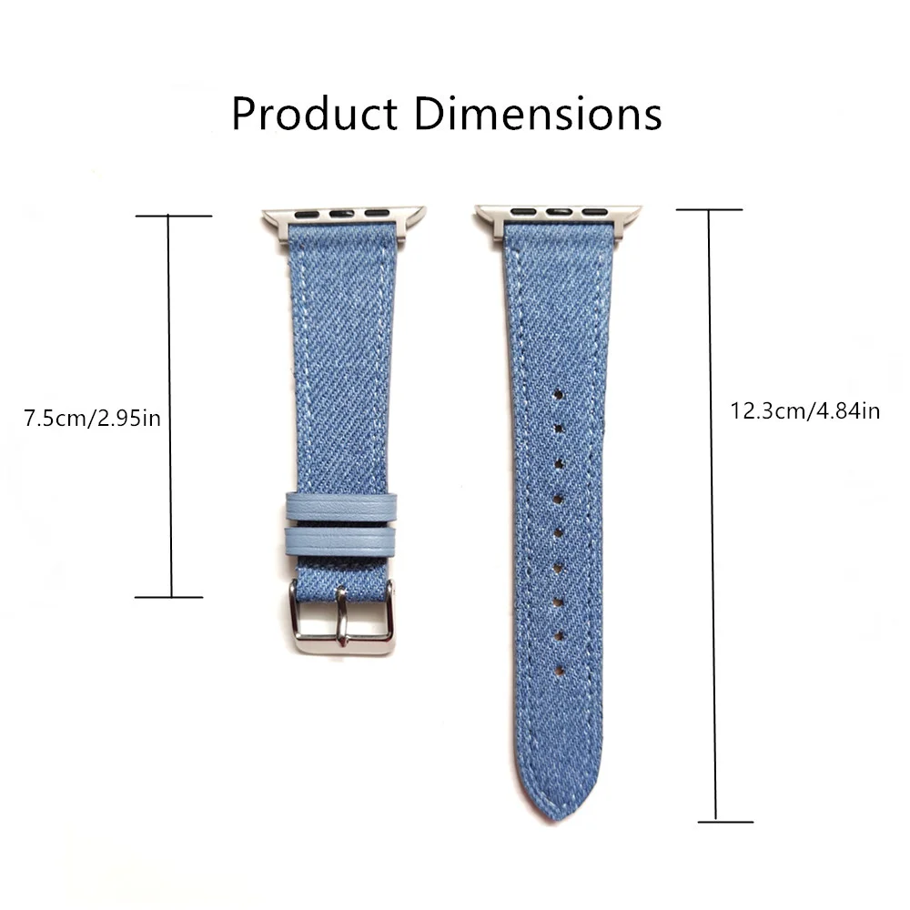 Denim Cloth  Leather Strap for Apple Watch Band 38/40/41mm 7 8 9 Bracelet Loop for Iwatch 6 SE 5 49Ultra 3 2 42/44/45mm Cor