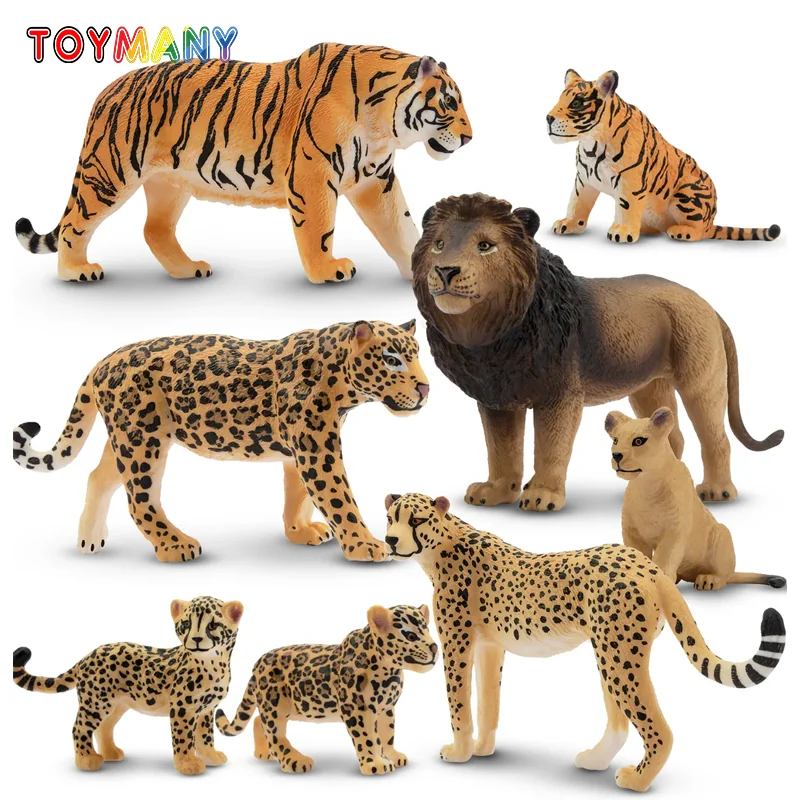 8 Stuks Simulatie Leeuw Tijger Luipaard Jungle Diermodel Speelgoed Mini Giraffen Figuren Poppen Actie Beeldjes Speelgoed Kinderen Set Gift