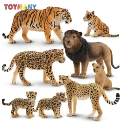 8Pcs Simulation Lion Tiger Leopard Jungle Animal Model Toy Mini Wildlife Figures Dolls Action Figurines Toys Children Set Gift