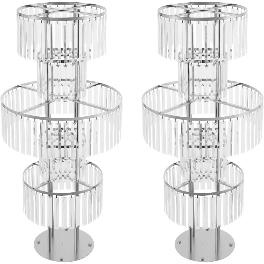 2 قطعة 5 طبقات كريستال زهرة تقف 43.3in طويل القامة تحف الزفاف مع بلورات معلقة لحفل زفاف عيد ميلاد أنيقة Ce #1