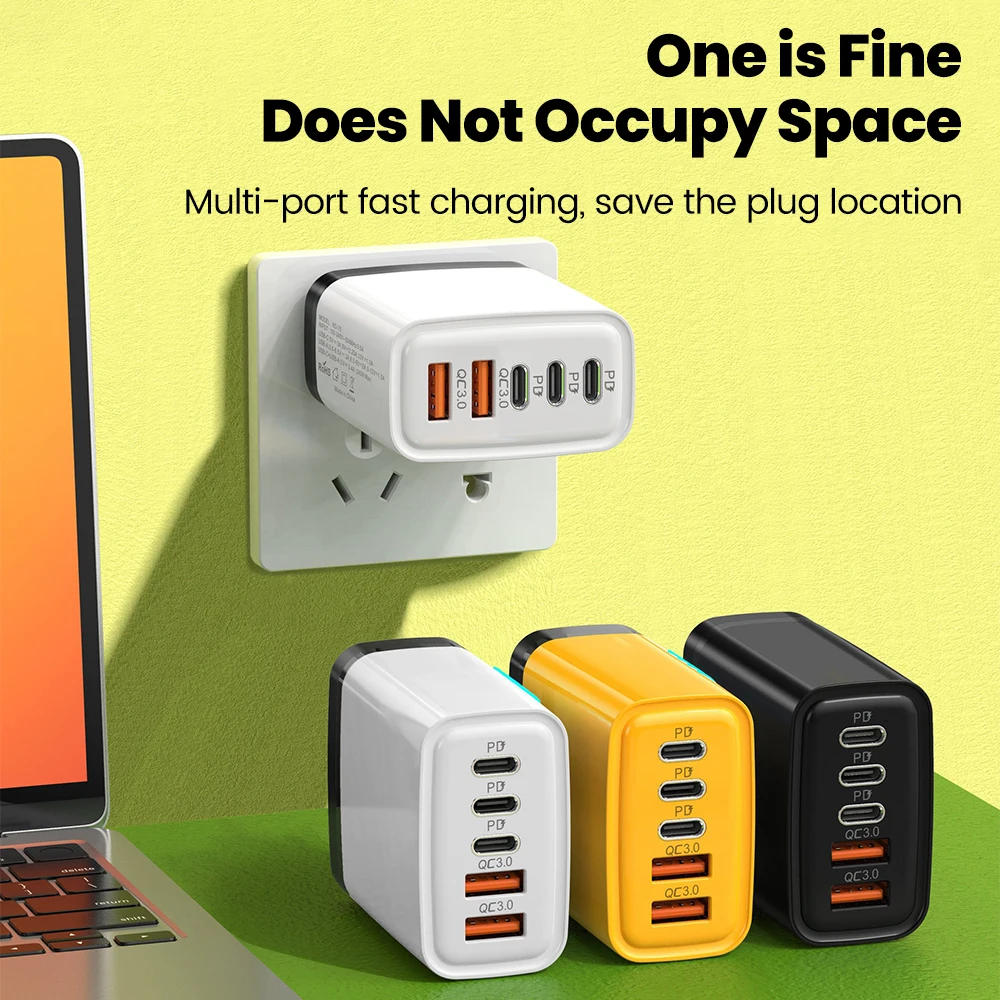 240 واط 5 منافذ 2USB + 3 نوع C شحن سريع LED شاحن الهاتف المحمول لشاومي هواوي آيفون سامسونج USB C الولايات المتحدة/الاتحاد الأوروبي مهايئ شاحن