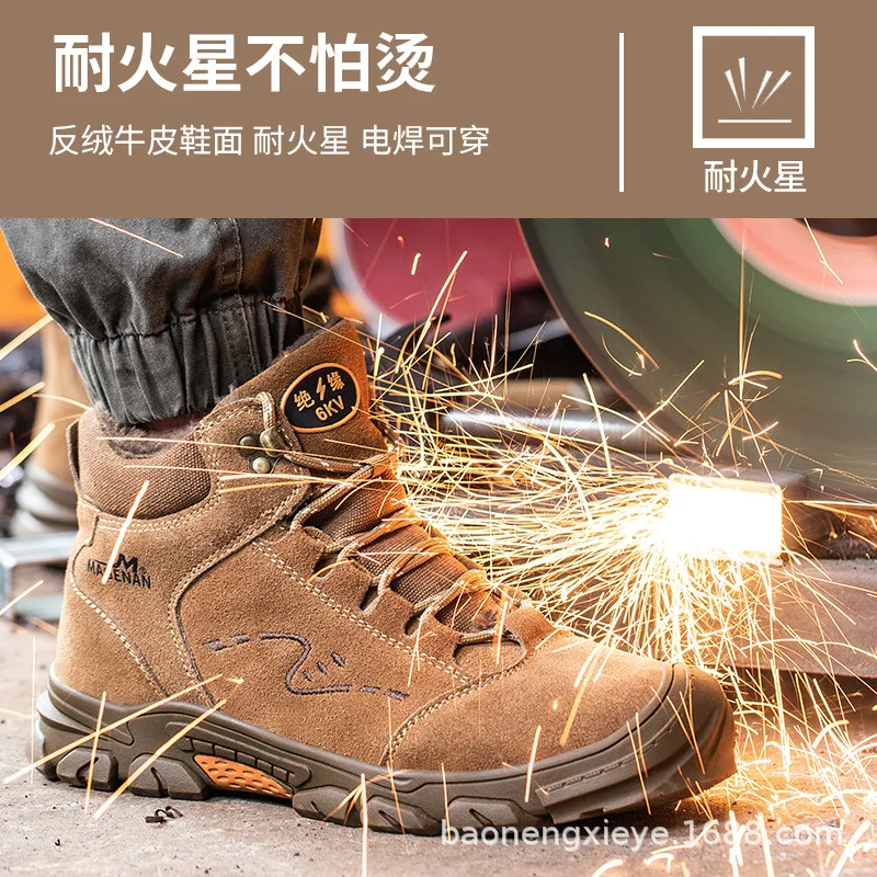 Winter Steel Toe Cap Working Boots Anti-Puncture Work Shoe For ManIndestructible Work Shoes Outdoor Work  Safety Boots for Men