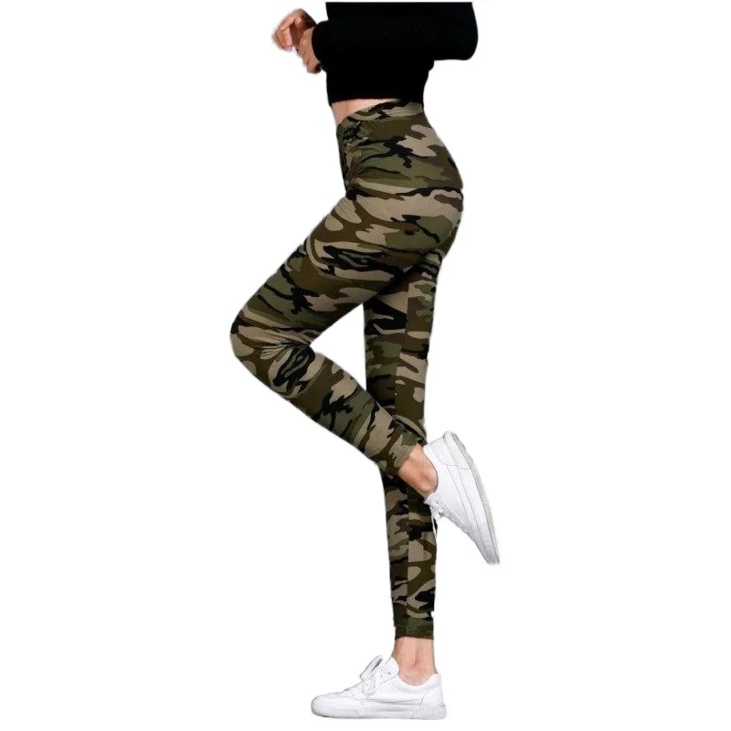 Camouflage Printed Leggings Army Green Sport Women Fitness Workout Pants Polyester Skinny Leggins Push Up Sexy Jegging