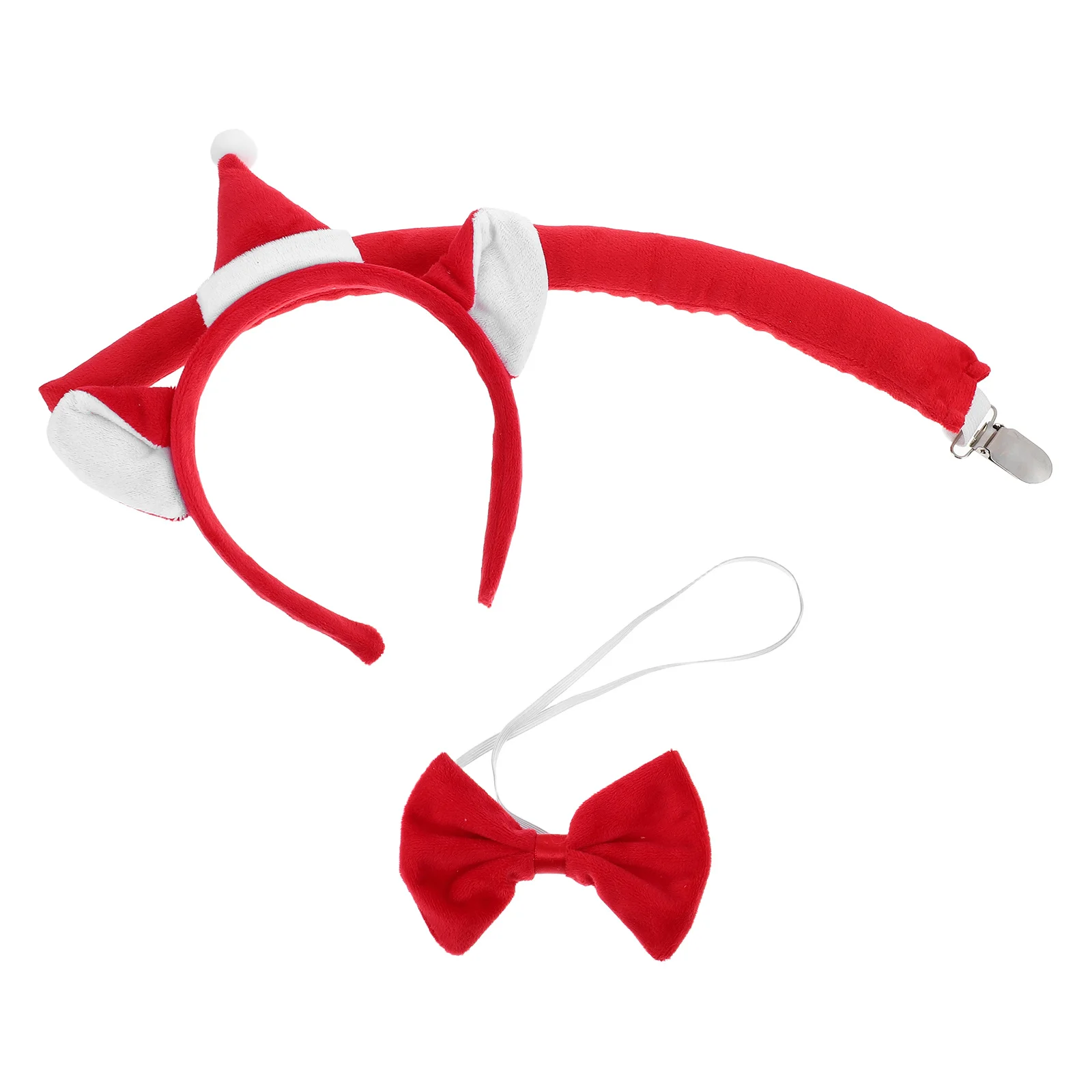 

1Set Christmas Cat Ears Headband Santa Hat Bow Tie Tail Set Cute Hair Accessories for Festive Holidays Parties Cosplay