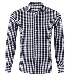 Men's shirt button-up shirt red blue long sleeve plaid/check lapel street resort printed clothing fashion casual Hawaii 5XL