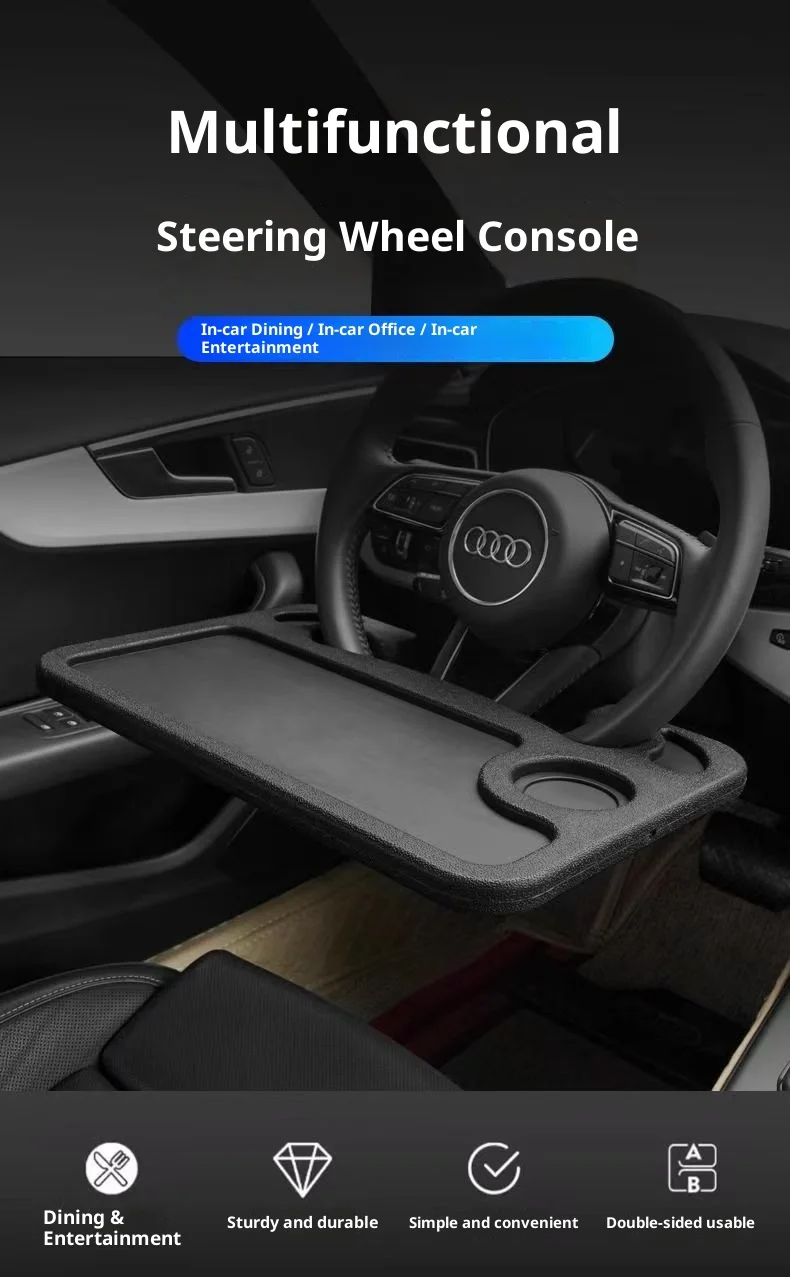 Car Steering Wheel Small Table Board, In-Car Front Seat Dining Table, Car Food Tray, Car Laptop Stand, Tablet Computer Table